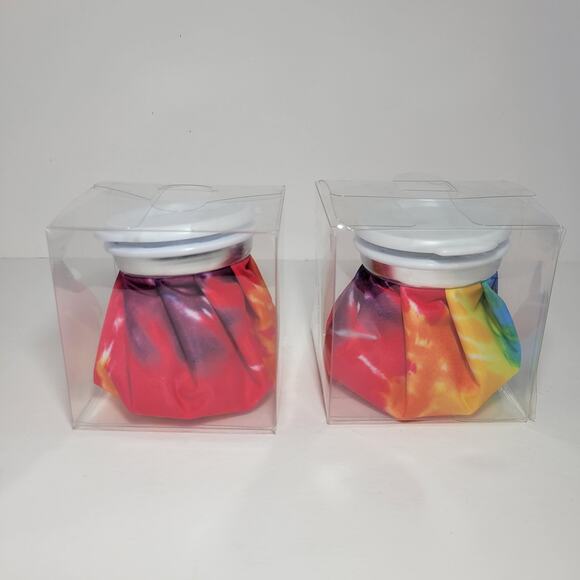 2 New Rainbow Pattern Ice Packs with Screw Top Lid - Picture 2 of 3